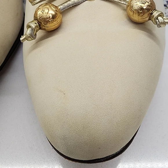 Vintage 80s/90s Ferragamo Ivory Nappa Evening Flats Size 8.5 - Picture 2 of 16